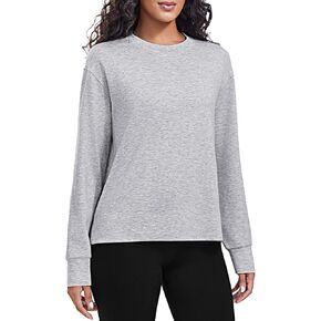 Pinspark Soft Crewneck Sweatshirt للنساء الأكمام الطويلة خفيفة الوزن اليوغا من البلوزات غير الرسمية Fall Fashion 2025 in Kuwait