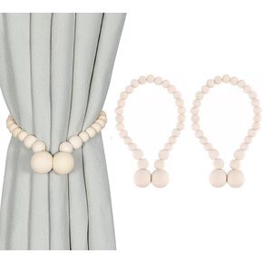 Wood Bead Curtain Tiebacks，Curtain Tie Backs for Curtains 2 Pack，Magnetic Curtain Tiebacks, Elegant Curtain Tie Backs for Bedroom Decor, Boho Room Decor, Farmhouse Decor in Saudi Arabia