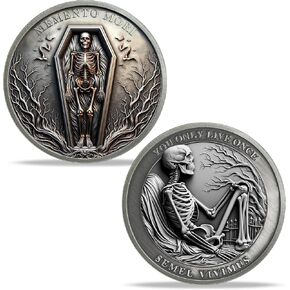 Stoic Memento Mori Challenge Coin EDC Skull Reminder Medallion - Amor Fati Metal Token Stoicism Gift for Daily Stoic Practice in Kuwait