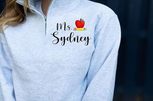 NAZENTI Personalized Teacher Quarter Zip Sweatshirt, Rainbow Teacher Shirts for Women in Saudi Arabia