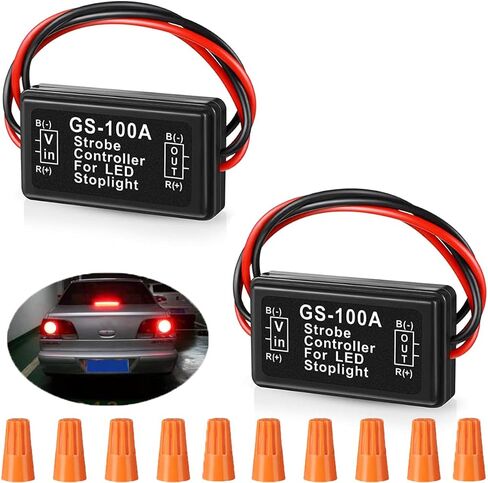 2 PCS 12-24V ضوء الفرامل ضوء وحدة التحكم في وحدة التحكم GS-100A فلاش ضوء ضوء الفلاش LED مع غطاء مقبض لركوب السيارة شاحنة شاحنة ضوء الفرامل ضوء الذيل in Saudi Arabia
