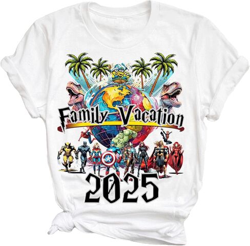 2025 قميص عائلة Universal Family ، قميصًا عالميًا ، قميصًا عالميًا ، قمصان متطابقة مخصصة ، رحلة عائلية ، قمصان الرحلة العائلية الأولى. عطلة الربيع المفضلة. DT311 in Saudi Arabia