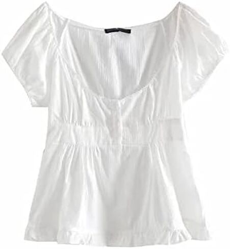النساء y2k gingham top lace trim مغرفة رقبة قصيرة الأكمام tees الكشكش قميص الجمالية coquette الملابس in Kuwait
