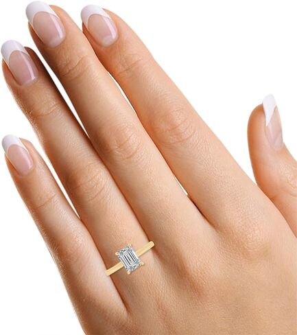 Savearth Diamonds 1 CARAT 7X5MM MAPE LAP LAB التي تم إنشاؤها في خاتم الخطوبة مويسانيت الماس للنساء في الذهب 14K على الفضة الاسترليني (وضوح VVS1 ، 1.00 CTTW) in Kuwait