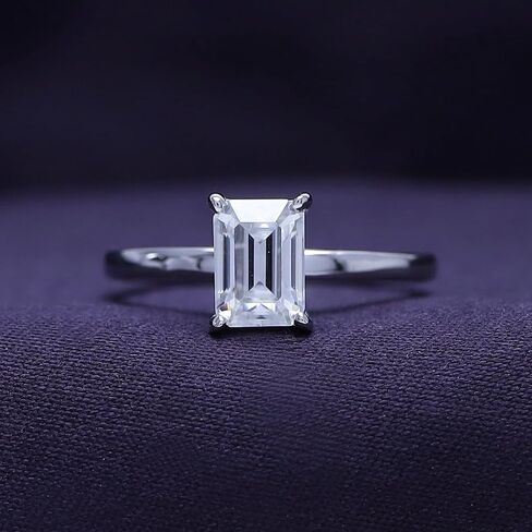 SAVEARTH DIAMONDS 1 Carat 7X5MM Emerald Shape Lab Created Moissanite Diamond Solitaire Engagement Ring For Women In 14K Gold Over Sterling Silver(VVS1 Clarity, 1.00 Cttw) in Saudi Arabia