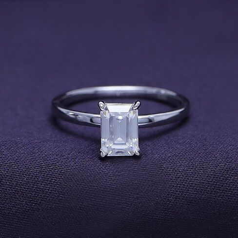 SAVEARTH DIAMONDS 1 Carat 7X5MM Emerald Shape Lab Created Moissanite Diamond Solitaire Engagement Ring For Women In 14K Gold Over Sterling Silver(VVS1 Clarity, 1.00 Cttw) in Saudi Arabia