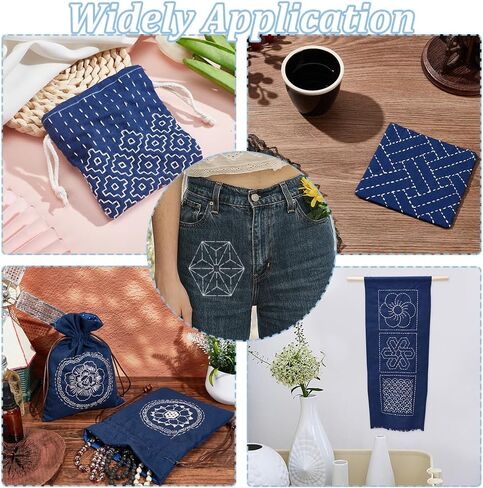 FREEBLOSS 12Pcs 5.5 * 5.5inch Plastic Sashiko Stencils Drawing Stencils Embroidery Patterns 12 Different Japanese Style Patterns Embroidery Templates for Hand Quilting in Kuwait