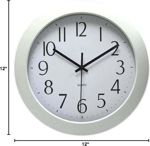 Universal UNV10461 12 in. Overall Diameter Whisper Quiet Clock - White Case in Saudi Arabia