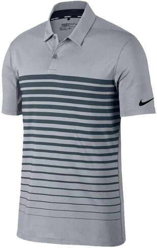 Nike Dry Fit Heather Stripe OLC Golf Polo 2017 Wolf Gray/Armory Navy/Black Small in Saudi Arabia