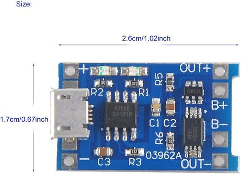 Organizer 12pcs TP4056 Type-C Input Interface USB 5V 1A 18650 Lithium Battery Charger Module Charging Board with Dual Protection Function in Saudi Arabia