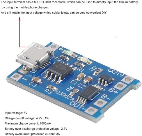 Organizer 12pcs TP4056 Type-C Input Interface USB 5V 1A 18650 Lithium Battery Charger Module Charging Board with Dual Protection Function in Saudi Arabia