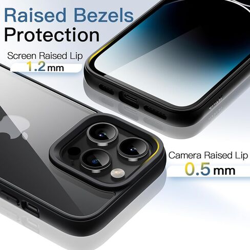 JETech Case for iPhone 14 Pro Max 6.7-Inch, Shockproof Phone Bumper Cover, Solid Color Matte TPU Frame, Anti-Scratch Clear Back (Space Black) in Kuwait