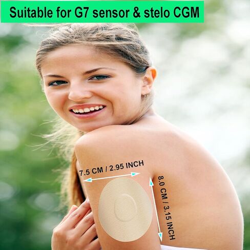 بقع لاصقة لـ Stelo CGM & G7-مقاومة للماء فوق بقع لشريط CGM المرن G7 ، شريط طبي مسبق لاصقة ، غطاء مستشعر مراقبة الجلوكوز المستمر-25 حزمة ، تصحيح بيج in Kuwait