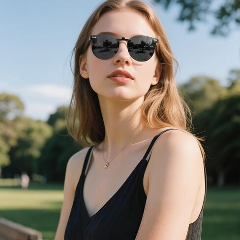 Polarized Cat Eye Clip On Sunglasses for Women Over Prescription Glasses UV Protetion Rimless Non-Flip Up SG3167 in Kuwait