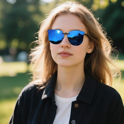 Polarized Cat Eye Clip On Sunglasses for Women Over Prescription Glasses UV Protetion Rimless Non-Flip Up SG3167 in Kuwait