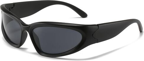 Trendy Wrap Around Sunglasses for Women Men Y2K Futuristic Swift Oval Polarized Tinted Sports Glasses in Saudi Arabia