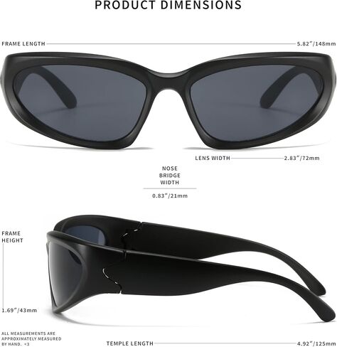Trendy Wrap Around Sunglasses for Women Men Y2K Futuristic Swift Oval Polarized Tinted Sports Glasses in Saudi Arabia