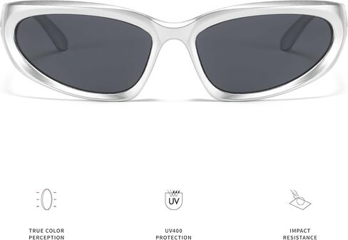 Trendy Wrap Around Sunglasses for Women Men Y2K Futuristic Swift Oval Polarized Tinted Sports Glasses in Saudi Arabia