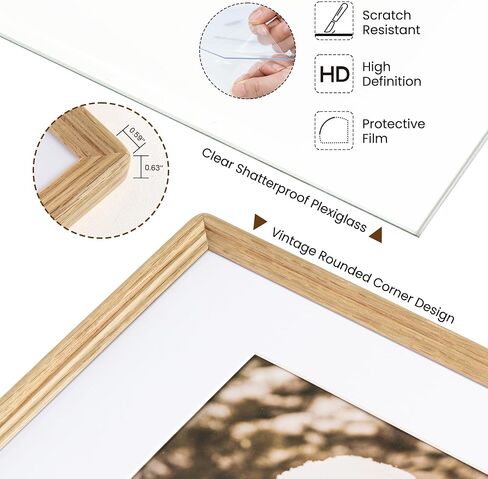 Axeman 8x10 إطار صورة خشب خشب البلوط الطبيعي مع 5x7 حصيرة ، إطارات صور خشبية ريفي مميزة مع زجاج شبكي ، إطار صور ملصق مناسب لجدار معرض أو شاشة الطاولة ، الجوز in Saudi Arabia