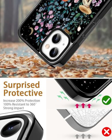 Designed for iPhone 15 Case Green Tropical Palm Leaves Protective Phone Case Cover 6.1" Screen Protector + Camera Lens Protector【2X Military Grade Drop Tested / 6.6ft Drop Protection】 in Saudi Arabia