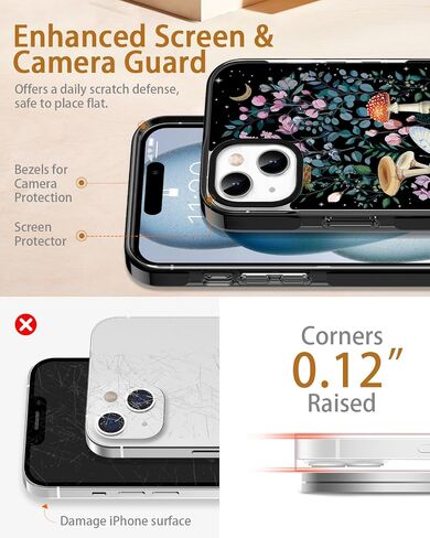 Designed for iPhone 15 Case Green Tropical Palm Leaves Protective Phone Case Cover 6.1" Screen Protector + Camera Lens Protector【2X Military Grade Drop Tested / 6.6ft Drop Protection】 in Saudi Arabia