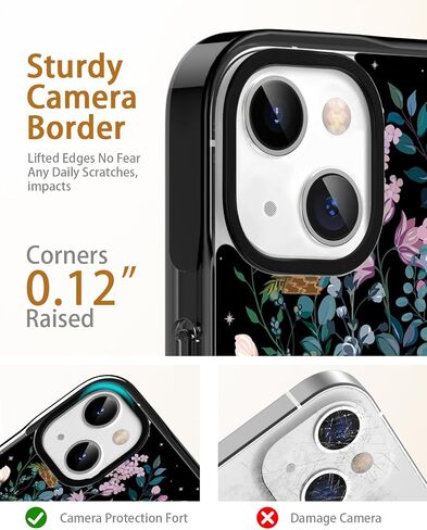 Designed for iPhone 15 Case Green Tropical Palm Leaves Protective Phone Case Cover 6.1" Screen Protector + Camera Lens Protector【2X Military Grade Drop Tested / 6.6ft Drop Protection】 in Saudi Arabia