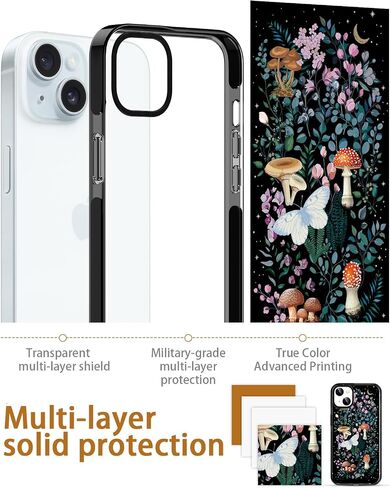 Designed for iPhone 15 Case Green Tropical Palm Leaves Protective Phone Case Cover 6.1" Screen Protector + Camera Lens Protector【2X Military Grade Drop Tested / 6.6ft Drop Protection】 in Saudi Arabia