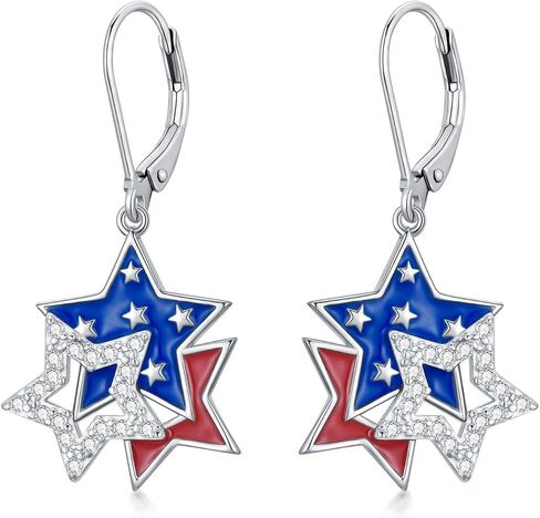 4th of July Earrings Patriotic Dangle Earrings American Flag Independence Day Jewelry Gifts for Women Daughters in Saudi Arabia