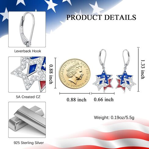 4th of July Earrings Patriotic Dangle Earrings American Flag Independence Day Jewelry Gifts for Women Daughters in Saudi Arabia