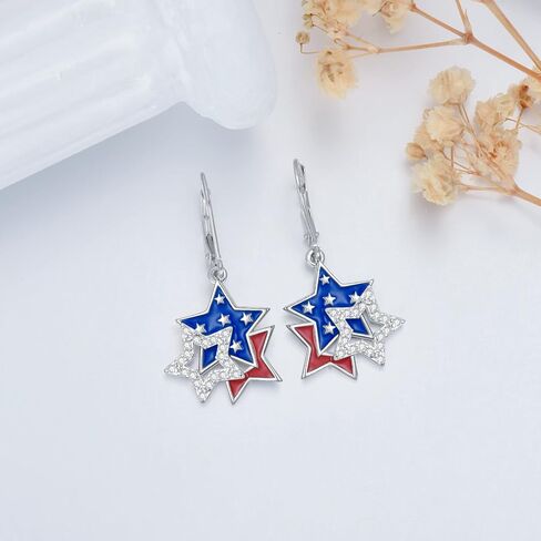 4th of July Earrings Patriotic Dangle Earrings American Flag Independence Day Jewelry Gifts for Women Daughters in Saudi Arabia