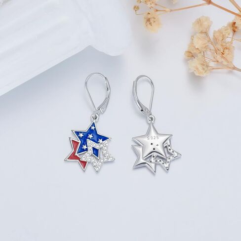4th of July Earrings Patriotic Dangle Earrings American Flag Independence Day Jewelry Gifts for Women Daughters in Saudi Arabia