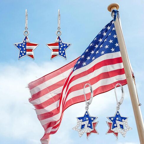 4th of July Earrings Patriotic Dangle Earrings American Flag Independence Day Jewelry Gifts for Women Daughters in Saudi Arabia