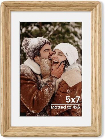 Axeman 8x10 إطار صورة خشب خشب البلوط الطبيعي مع 5x7 حصيرة ، إطارات صور خشبية ريفي مميزة مع زجاج شبكي ، إطار صور ملصق مناسب لجدار معرض أو شاشة الطاولة ، الجوز in Saudi Arabia