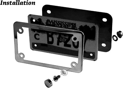 MULL 3D Embossed American Flag Motorcycle Aluminum License Plate Frame, Black (Pack of 1) in Saudi Arabia