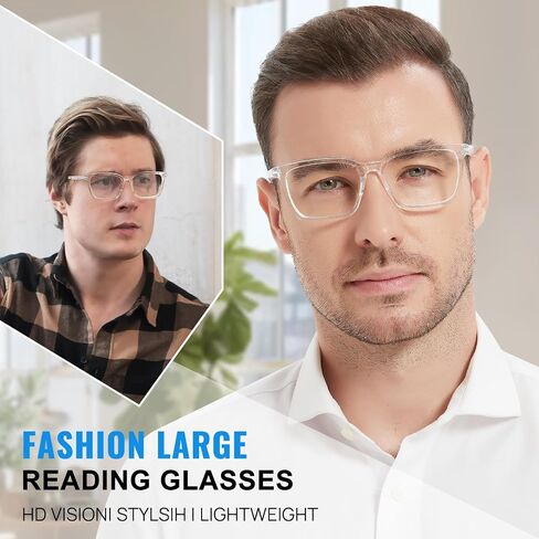 MARE AZZURO Oversized Reading Glasses For Men Large Head Big Readers 1.0 1.5 2.0 2.5 3.0 3.5 4.0 5.0 6.0 in Kuwait
