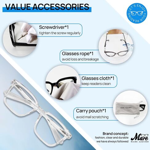 MARE AZZURO Oversized Reading Glasses For Men Large Head Big Readers 1.0 1.5 2.0 2.5 3.0 3.5 4.0 5.0 6.0 in Kuwait