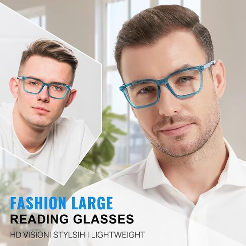 MARE AZZURO Oversized Reading Glasses For Men Large Head Big Readers 1.0 1.5 2.0 2.5 3.0 3.5 4.0 5.0 6.0 in Kuwait