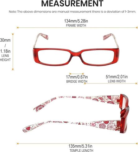 Calabria 4957 Rectangular Designer Floral Reading Glasses Womens Cute Trendy Single Power Readers Stylish Fashion Eyeglasses in Saudi Arabia