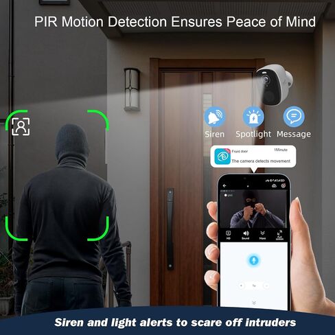 5G/2.4G Solar Security Cameras Wireless Outdoor, 2K Battery Camera w/Solar Panel,Siren Alarm,Color Night Vision, 2-Way Talk,Waterproof, Works/Alexa,No Monthly Fee,Wifi Camera for Outdoor Surveillance in Saudi Arabia