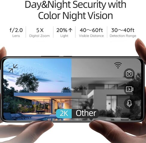 5G/2.4G Solar Security Cameras Wireless Outdoor, 2K Battery Camera w/Solar Panel,Siren Alarm,Color Night Vision, 2-Way Talk,Waterproof, Works/Alexa,No Monthly Fee,Wifi Camera for Outdoor Surveillance in Saudi Arabia