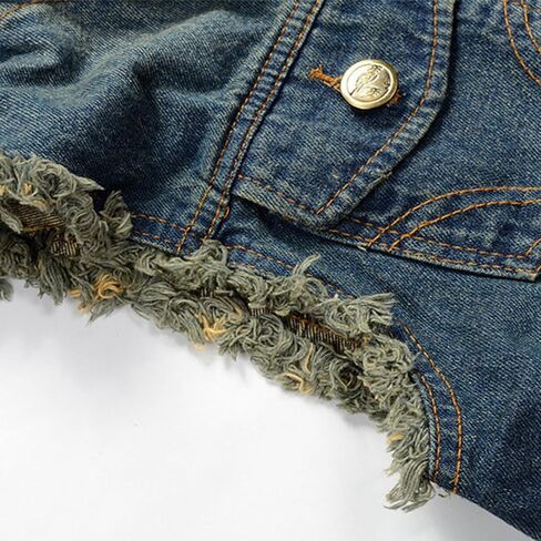 Denim Vest Men Casual Lapel Button Down Ripped Jean Vest Lightweight Vintage Distressed Sleeveless Jean Jacket Outerwear in Saudi Arabia