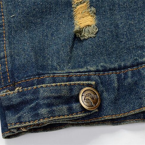 Denim Vest Men Casual Lapel Button Down Ripped Jean Vest Lightweight Vintage Distressed Sleeveless Jean Jacket Outerwear in Saudi Arabia