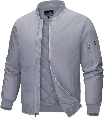 سترات قاذفة رجالي الكامل zip quilted jacket الخريف شتاء معاطف دافئة مبطنة in Saudi Arabia