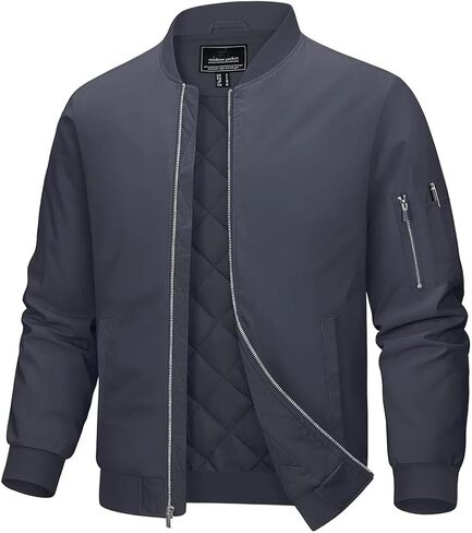 سترات قاذفة رجالي الكامل zip quilted jacket الخريف شتاء معاطف دافئة مبطنة in Saudi Arabia