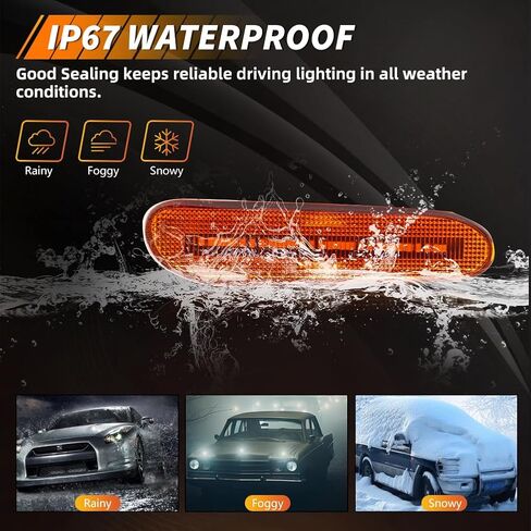 Front Side Marker Light Compatible with Dodge Neon 2000 2001 2002 2003 2004 2005, [DOT] [Waterproof] Amber LED Sidemarker Lamp, 1 Pair, Smoked Lens in Kuwait