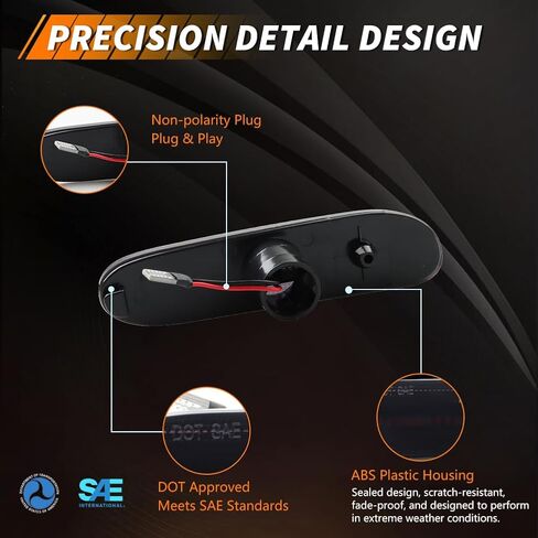 Front Side Marker Light Compatible with Dodge Neon 2000 2001 2002 2003 2004 2005, [DOT] [Waterproof] Amber LED Sidemarker Lamp, 1 Pair, Smoked Lens in Kuwait