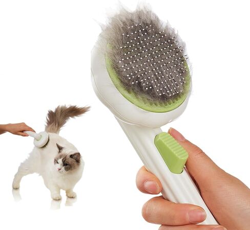 Cat Brush Dog Brush with Release Button for Shedding, Self Cleaning Cat Comb Hair Brush for Indoor Cats, Dog Deshedding Brush Grooming Kit, Pet Supplies Hair Remover Tool in Saudi Arabia