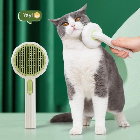 Cat Brush Dog Brush with Release Button for Shedding, Self Cleaning Cat Comb Hair Brush for Indoor Cats, Dog Deshedding Brush Grooming Kit, Pet Supplies Hair Remover Tool in Saudi Arabia