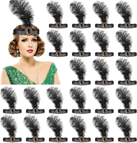 Jexine 30 PCS 1920S Flapper Beadbled Bulk Women Women Equins requins Ornestons النعامة لزخارف الكرنفال in Saudi Arabia