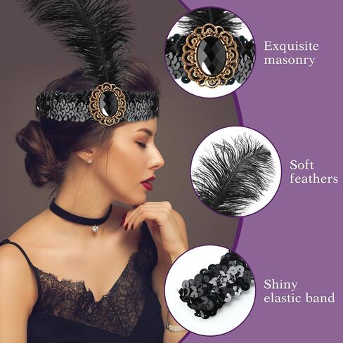 Jexine 30 PCS 1920S Flapper Beadbled Bulk Women Women Equins requins Ornestons النعامة لزخارف الكرنفال in Saudi Arabia